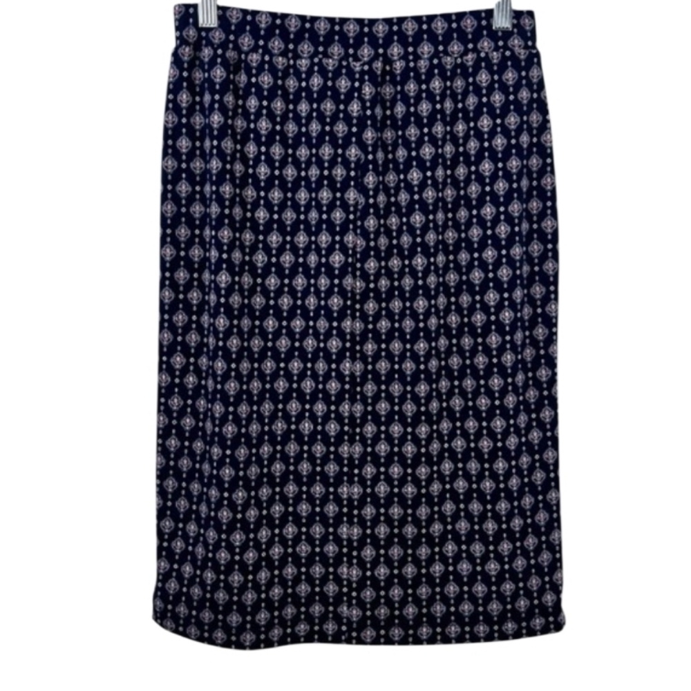 Elegant Navy Patterned Pencil Skirt Sz Pxxl Nwt